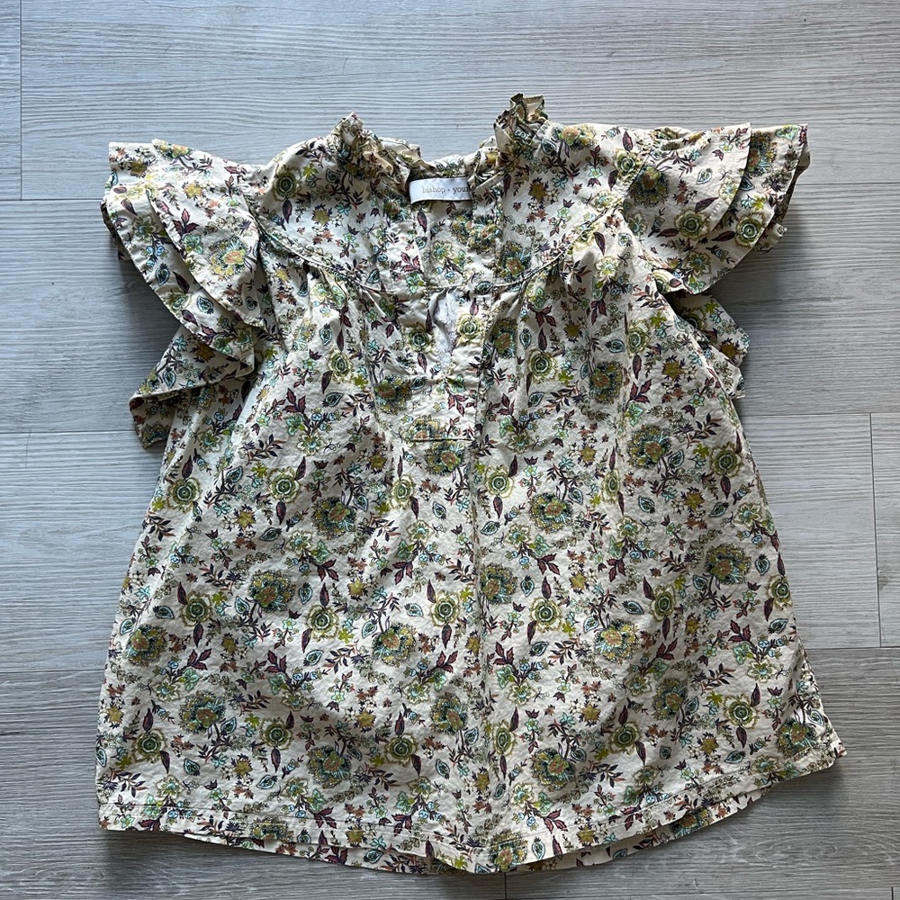 Bishop + Young Floral Ruffle Blouse S 100% Cotton Boho Cottagecore Top